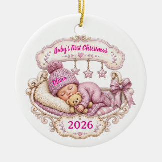 De Cerâmica Primeiro Natal da Bebê Menina Ornamento com Nome P