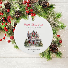 De Cerâmica Primeiro Natal em Nosso Novo Ornamento Familiar Do