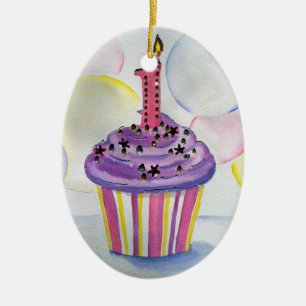 De Cerâmica Primeiro ornamento do aniversário