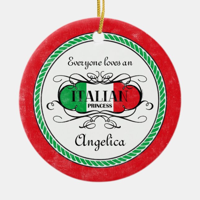 De Cerâmica Princesa italiana Personalized Ornamento (Frente)