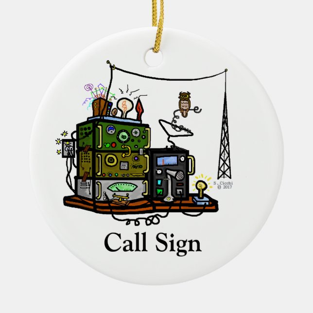 De Cerâmica Rádios loucos e ornamento da coruja a personalizar (Frente)