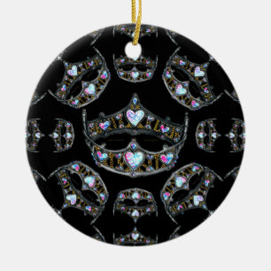 De Cerâmica Rainha Corações Prateadas Coroas Tiaras ornamento