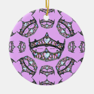 De Cerâmica Rainhas Corações Prateadas Coroas Tiaras ornamento