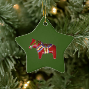 De Cerâmica Red Dala Horse #! Ornamento em estrela