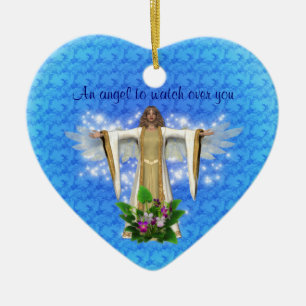 De Cerâmica Relógio do anjo-da-guarda sobre o ornamento do