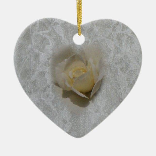 De Cerâmica Rosa branco no ornamento do laço (Frente)