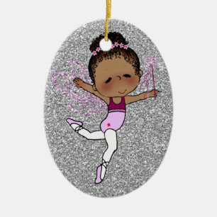 De Cerâmica Rosa da prata do ornamento da bailarina do Natal