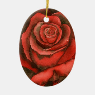 De Cerâmica "Rosa vermelha 3" Ornamento Floral