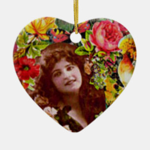 De Cerâmica Senhora Cerco do vintage pelo ornamento das flores