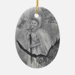 De Cerâmica Senhora Ornamento do inverno das corujas do