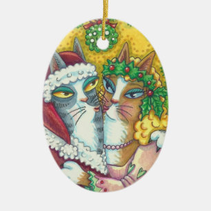 DE CERÂMICA SILVO N FITZ QUE BEIJA GATOS, ORNAMENTO DAS GARRAS