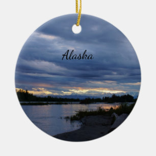 De Cerâmica Souvenir Ornamento Sunset do Alasca à meia-noite