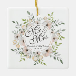 De Cerâmica Sr. & Sra. Floral Watercolor Wedding | Ornamento