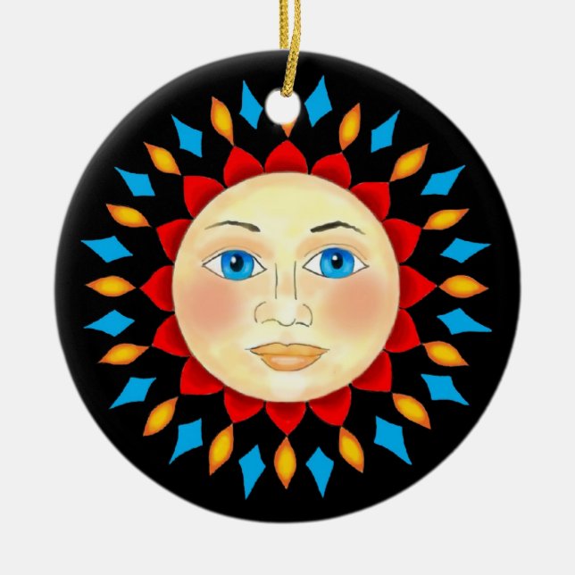De Cerâmica Sun celestial enfrenta o ornamento (Frente)