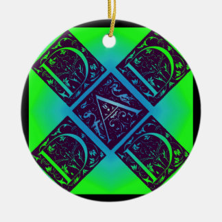 De Cerâmica Texto do Rico do pai - Ornamento Azul e Verde
