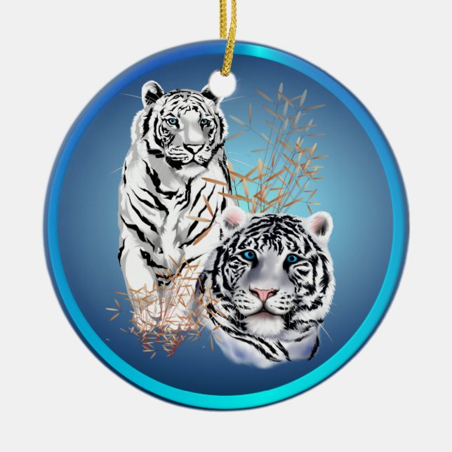 De Cerâmica Tigres brancos - ornamento (Frente)