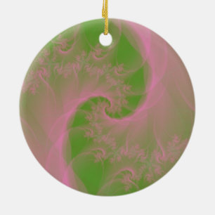 De Cerâmica Torção cor-de-rosa no ornamento verde