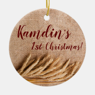De Cerâmica Trigo para Ornamento XMAS Personalizado em Burlap 