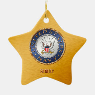 De Cerâmica U.S. Ornamento cerâmico da família do marinho