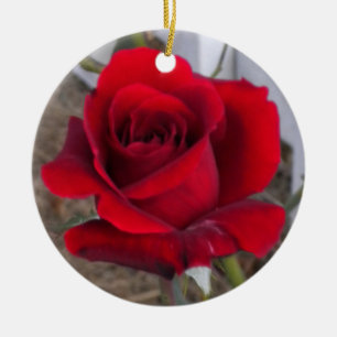 De Cerâmica Único ornamento da rosa vermelha