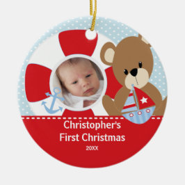 De Cerâmica Veleiro do ornamento da foto do Natal dos bebês