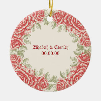 De Cerâmica Vintage Rosa vermelha Wedding Salvar o ornamento D