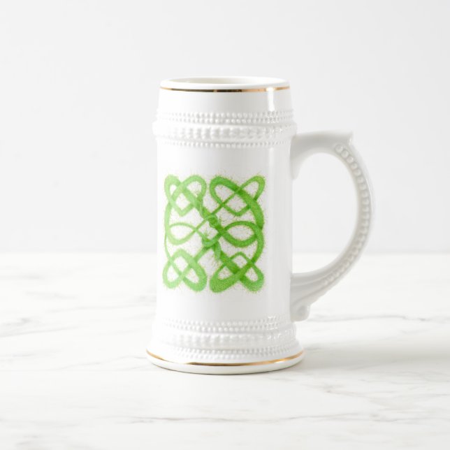 DE CERVEJA CANECA BRANCA E DOURADA GREEN CELTIC KNOT (Direita)