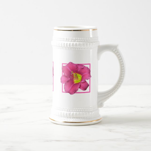 De Cerveja Caneca cor-de-rosa centrada amarelo da flor (Direita)