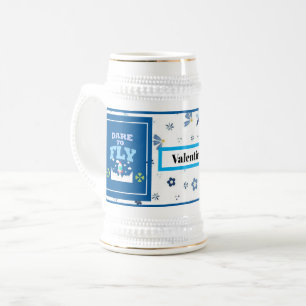 De Cerveja Caneca Ouse Voar – Padrão Floral Azul Inspirador