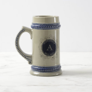 De Cerveja Caneca Personalizada Navy Floral para Padrinho