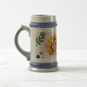 De Cerveja Caneca Verde e Rosa Ilustrada com Envoltório Fofo