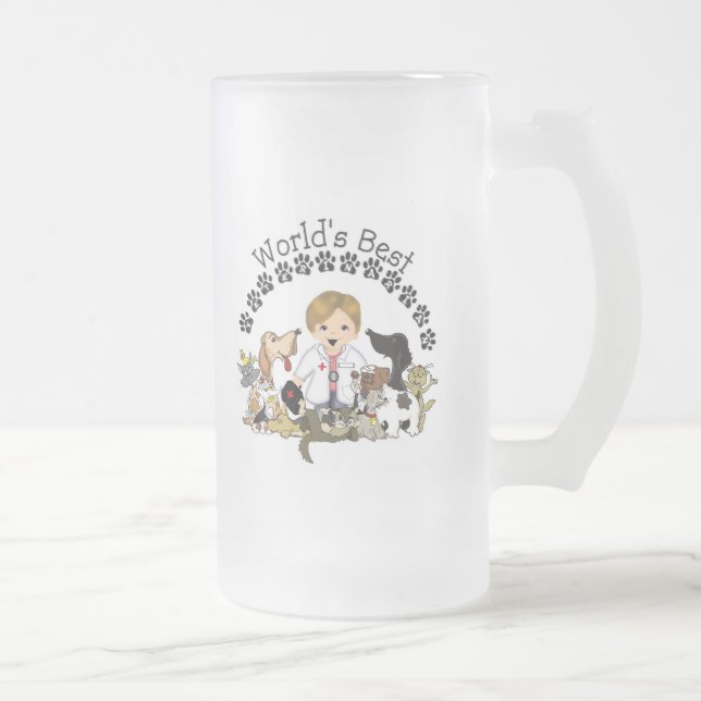 De Cerveja Vidro Jateado A melhor caneca veterinária do mundo - cabelo (Direita)