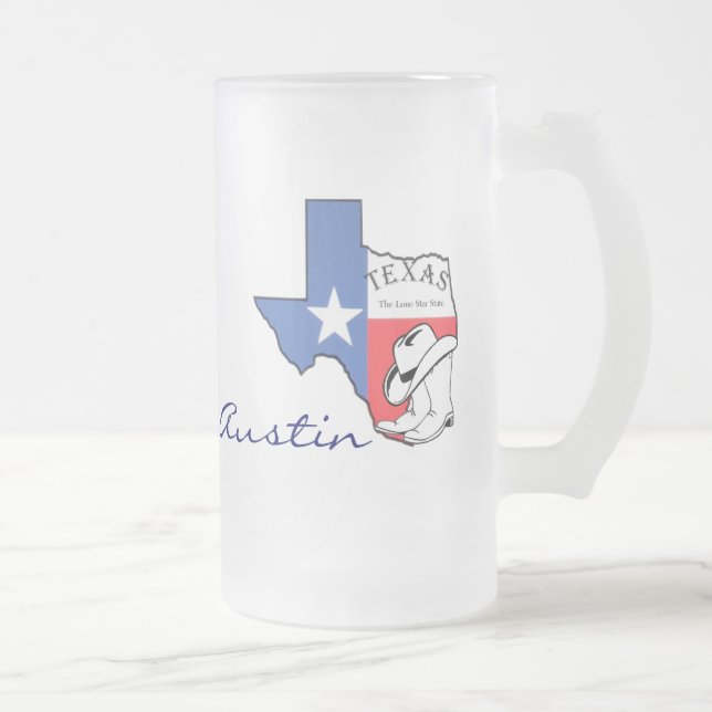 De Cerveja Vidro Jateado Caneca com Mapa do Estado do Texas, Austin, Estrel (Direita)
