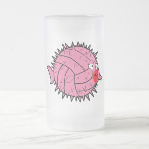 De Cerveja Vidro Jateado Caneca cor-de-rosa dos peixes do soprador da bola