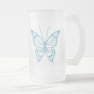De Cerveja Vidro Jateado Caneca da borboleta do mirtilo.!
