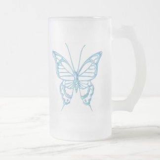 De Cerveja Vidro Jateado Caneca da borboleta do mirtilo.!