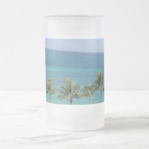 De Cerveja Vidro Jateado Caneca das palmeiras e do oceano