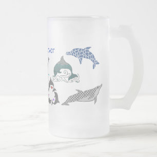 De Cerveja Vidro Jateado Caneca do amante do golfinho