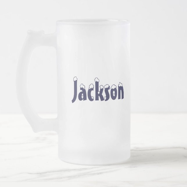De Cerveja Vidro Jateado Caneca do Estilo-Fosco do Jackson-Nome (Esquerda)