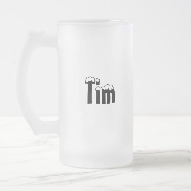 De Cerveja Vidro Jateado Caneca do Estilo-Fosco do Tim-Nome (Esquerda)