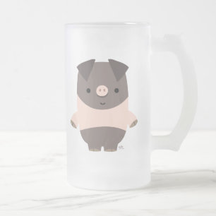 De Cerveja Vidro Jateado Caneca forte do fosco do porco dos desenhos