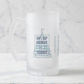 De Cerveja Vidro Jateado Caneca Gelada Sip Sip Hooray Náutica Aniversário d
