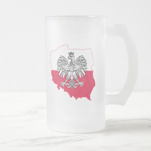 De Cerveja Vidro Jateado Caneca polonesa do fosco da bandeira do mapa