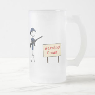 De Cerveja Vidro Jateado Guarda costeira "que adverte: Costa!" Caneca do