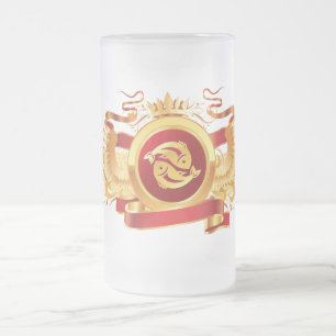 De Cerveja Vidro Jateado Peixes vermelhos do Baron "zodíaco" caneca do
