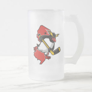 De Cerveja Vidro Jateado Pinguins 16oz do jérsei. Caneca do fosco