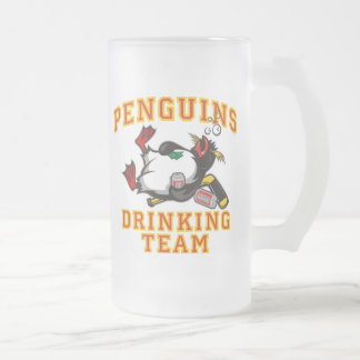 De Cerveja Vidro Jateado Pinguins que bebem a equipe 16oz. Caneca do fosco
