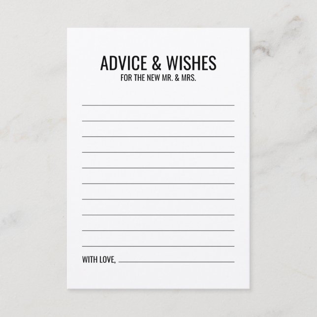 De Conselho Cartão Rustic Wedch Advice and Wish Card (Frente)