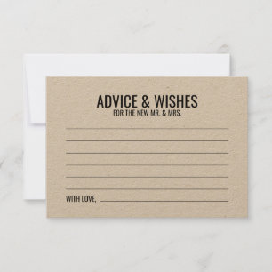 De Conselho Cartão Rustic Wedch Advice and Wish Card