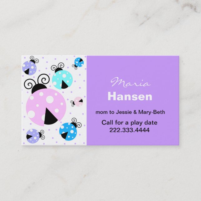 De Contato Cartão colorido das mamães dos joaninhas (Frente)